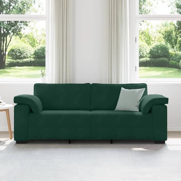 vidaXL Sof&aacute; de 3 lugares 220x77x82 cm veludo verde-escuro