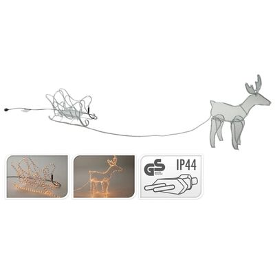 Ambiance Cordão de luz natalício em forma de rena com trenó 14 m