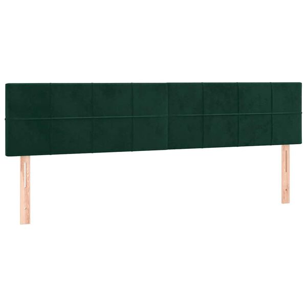 vidaXL Cabeceira de cama 2 pcs veludo 100x5x78/88 cm verde-escuro