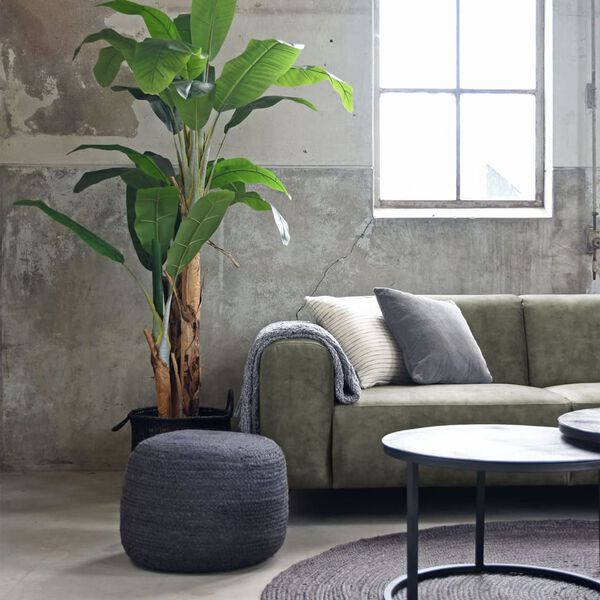 LABEL51 Tapete de juta redondo 180x180 cm XXL antracite