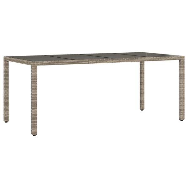 vidaXL Mesa de jardim com tampo de vidro 190x90x75 cm vime PE cinza