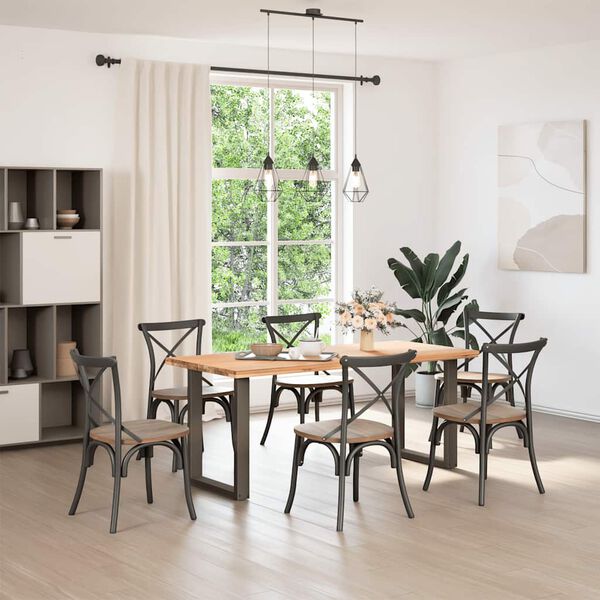 vidaXL P&eacute;s para mesa de jantar em formato de U, 2 pe&ccedil;as, a&ccedil;o natural, 70x(72-73) cm, a&ccedil;o