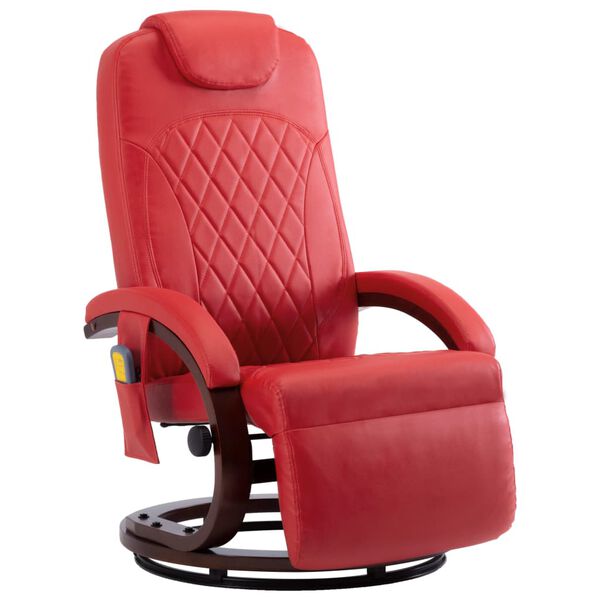 vidaXL Cadeira massagens reclin&aacute;vel TV couro artificial vermelho