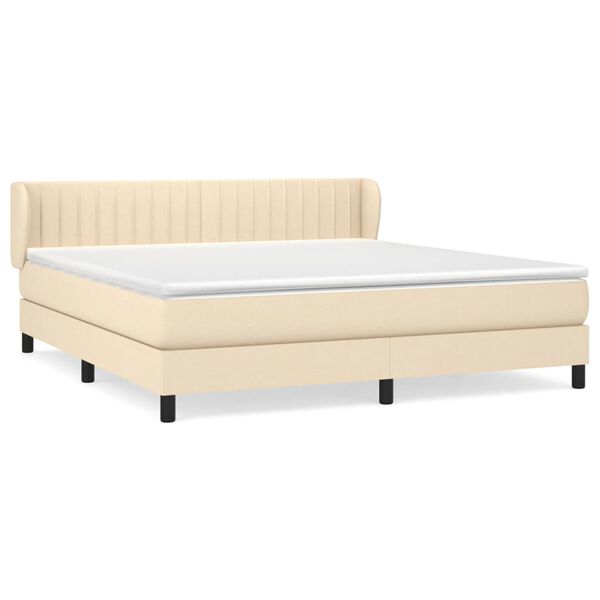vidaXL Cama com molas/colch&atilde;o 180x200 cm tecido cor creme