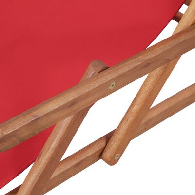 vidaXL Cadeira de praia dobrável tecido estrutura de madeira vermelho