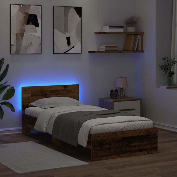 vidaXL Estrutura da Cama com cabeceira Madeira Antiga 100 x 200 cm