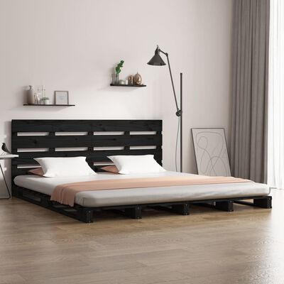 vidaXL Estrutura de cama de casal 135x190 cm pinho maciço preto