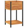 vidaXL Vaso/floreira jardim c/ prateleira 45x45x80cm ac&aacute;cia maci&ccedil;a/a&ccedil;o