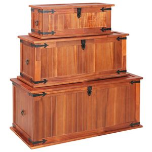 vidaXL Arcas de arruma&ccedil;&atilde;o 3 pcs madeira de ac&aacute;cia maci&ccedil;a