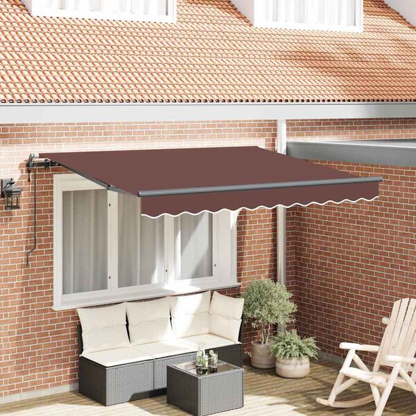vidaXL Toldo Retr&aacute;til Castanho 350 x 200 cm tecido