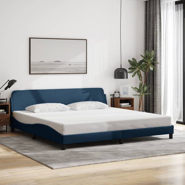 vidaXL Estrutura de cama Dover 200x200 cm tecido azul