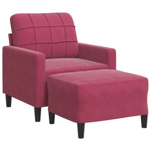 vidaXL Poltrona com apoio de p&eacute;s 60 cm veludo vermelho tinto