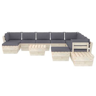 vidaXL 12 pcs conjunto lounge de paletes + almofadões madeira de abeto