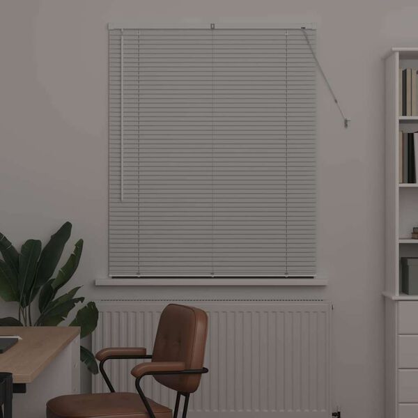 vidaXL Persiana de Janela com cortinas Manual Branco Alum&iacute;nio