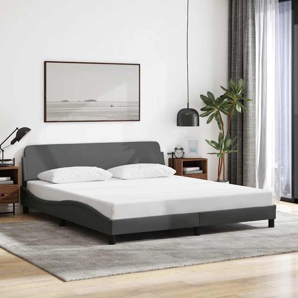 vidaXL Estrutura de cama Dover 180x200 cm tecido cinzento-escuro