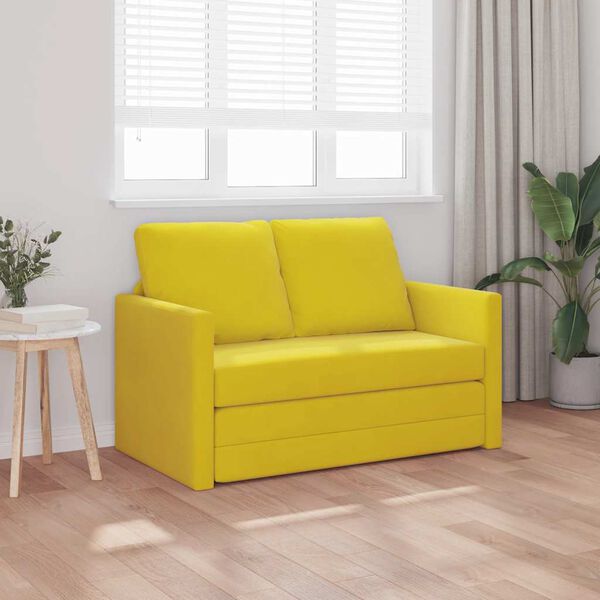 vidaXL Sof&aacute;-cama sem p&eacute;s 122x204x55 cm veludo amarelo-escuro