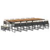 vidaXL 17 pcs conjunto de jantar p/ jardim c/ almofad&otilde;es vime PE preto