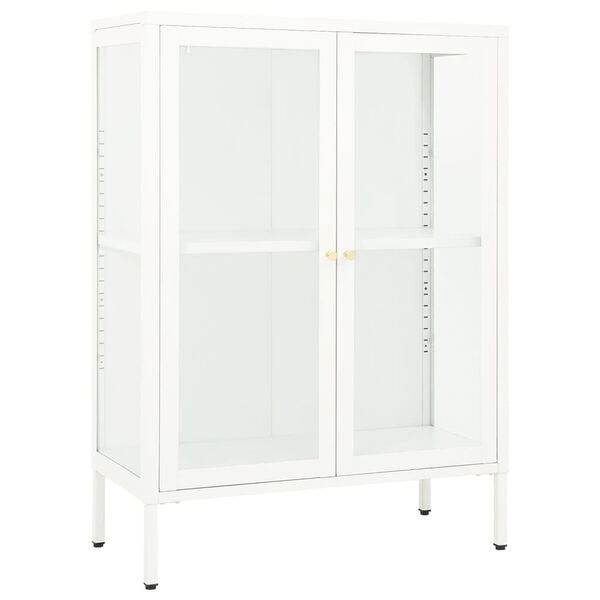 vidaXL Aparador 75x35x105 cm vidro e aço branco
