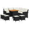 vidaXL 6pcs conjunto sof&aacute;s de jardim com almofad&otilde;es em L vime PE preto