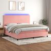 vidaXL Cama box spring c/ colch&atilde;o/LED 200x200 cm veludo rosa