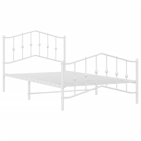 vidaXL Estrutura de cama com cabeceira e pés 107x203 cm metal branco