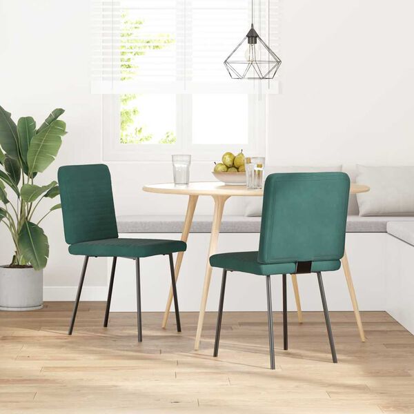 vidaXL Cadeiras de jantar 2 pcs veludo verde-escuro
