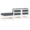 vidaXL 3pcs conjunto lounge jardim c/ almofadões madeira maciça branco