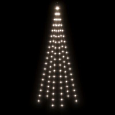 vidaXL Árvore de Natal mastro de bandeira 108 LEDs 180cm branco frio