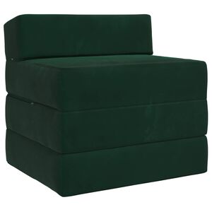 vidaXL Sof&aacute; Cama Dobr&aacute;vel Verde-Escuro 200 x 70 x 15 cm Veludo