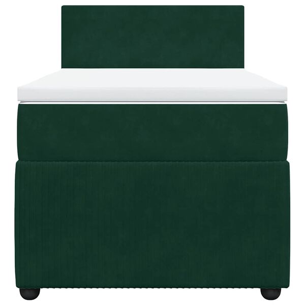 vidaXL Cama com molas/colch&atilde;o 90x200 cm veludo verde-escuro