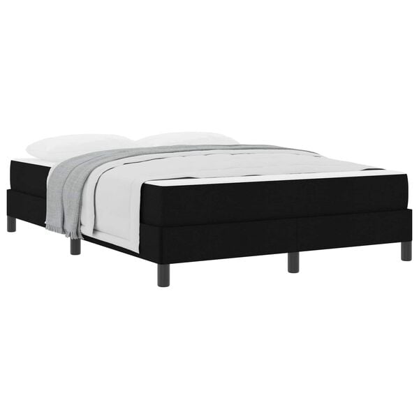 vidaXL Cama Box com colch&atilde;o Preto 160 x 200 cm tecido