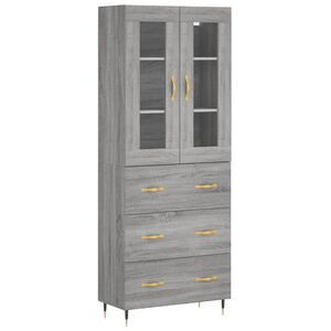 vidaXL Arm&aacute;rio alto 69,5x34x180 cm derivados de madeira sonoma cinza