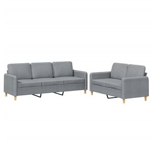 vidaXL 2 pcs conjunto de sof&aacute;s com almofad&otilde;es tecido cinzento-claro