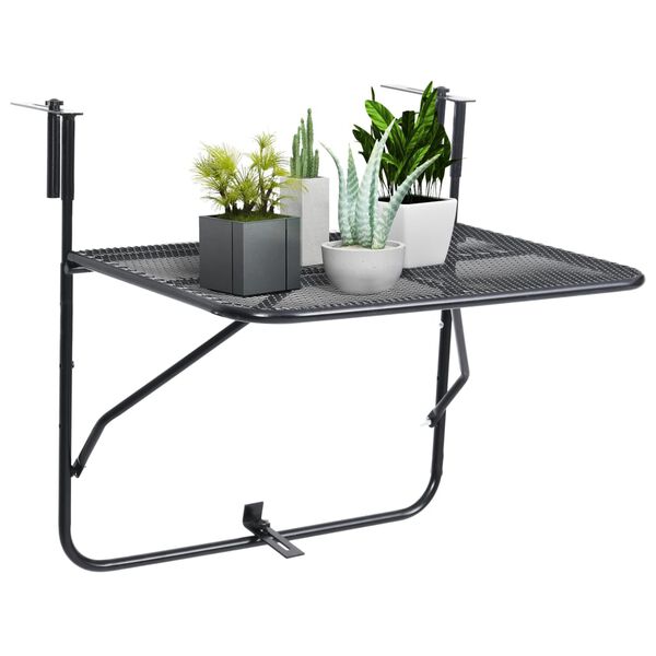 vidaXL Mesa para varanda 60x40 cm aço preto