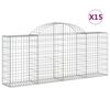 vidaXL Cestos gabião arqueados 15pcs 200x30x80/100cm ferro galvanizado