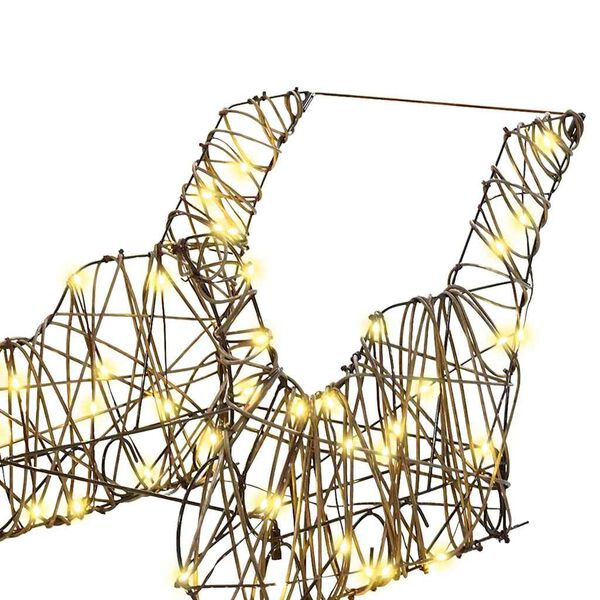 vidaXL Tren&oacute; Puxado por Rena Branco quente 52.5 x 28 x 32.5 cm Vime