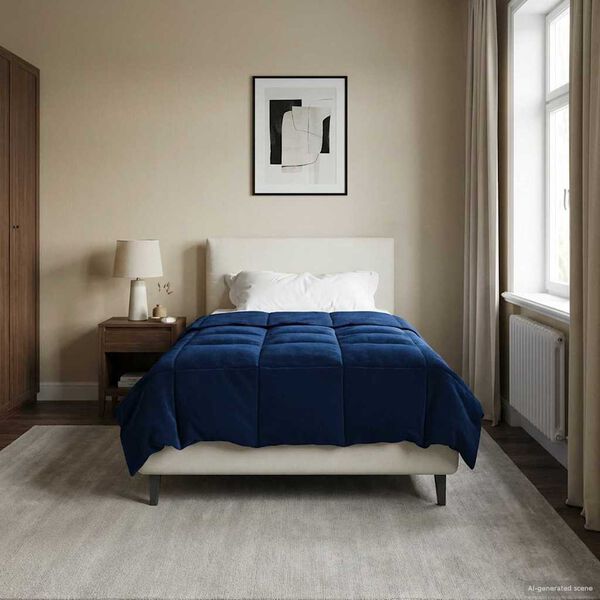 vidaXL Edredom de Inverno Azul Escuro 155 x 220 cm Microfibra