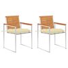 vidaXL Cadeiras de jardim com almofad&otilde;es 2 pcs ac&aacute;cia maci&ccedil;a e a&ccedil;o