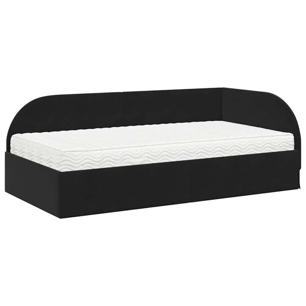 vidaXL Estrutura de Cama de Canto com Colch&atilde;o 2 pcs Preto Veludo