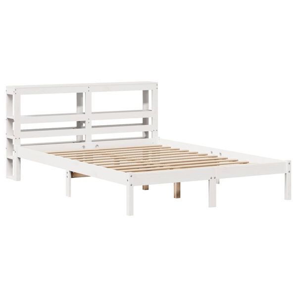 vidaXL Cama sem colch&atilde;o 160x200 cm madeira de pinho maci&ccedil;a branco