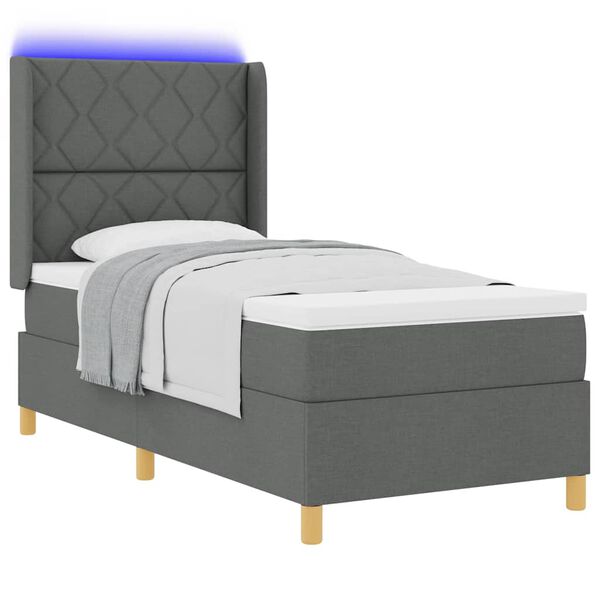 vidaXL Cama Box com colch&atilde;o Cinzeto 90 x 200 cm tecido