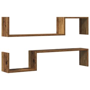 vidaXL Estantes parede 2 pcs 100x15x20 cm deriv. madeira madeira velha