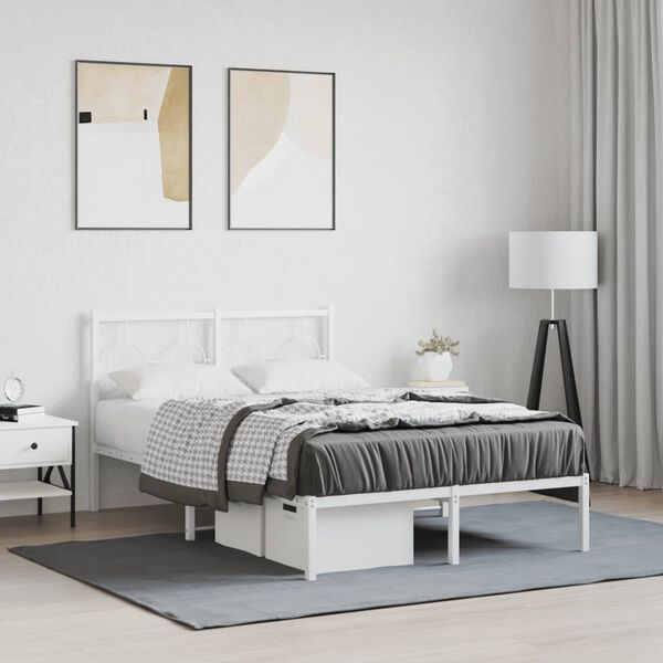vidaXL Estrutura de cama com cabeceira 120x200 cm metal branco