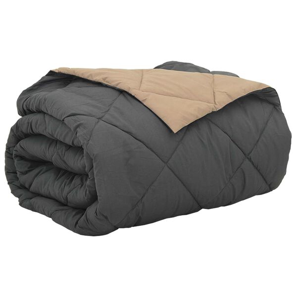 vidaXL Edredom de Ver&atilde;o Simples Antracite e Taupe 220 x 260 cm