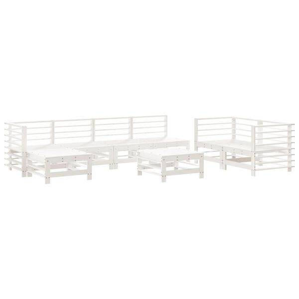 vidaXL 8 pcs conjunto lounge de jardim pinho maciço branco