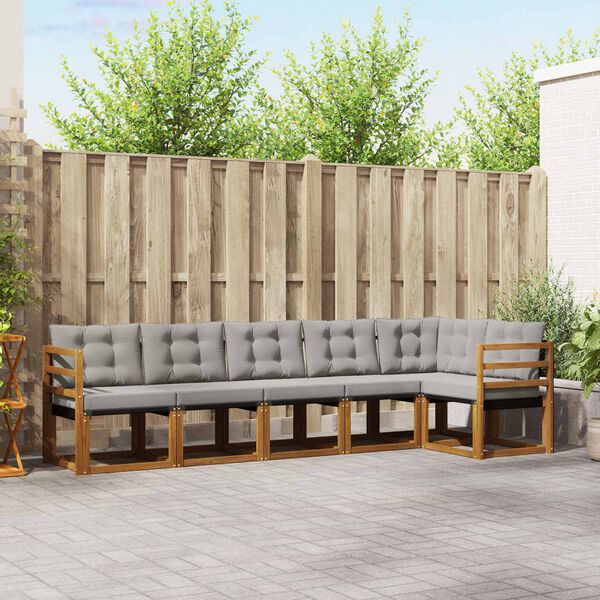 vidaXL Conjunto de Sof&aacute;s para Exterior 6 pcs Cinza Natural e Claro