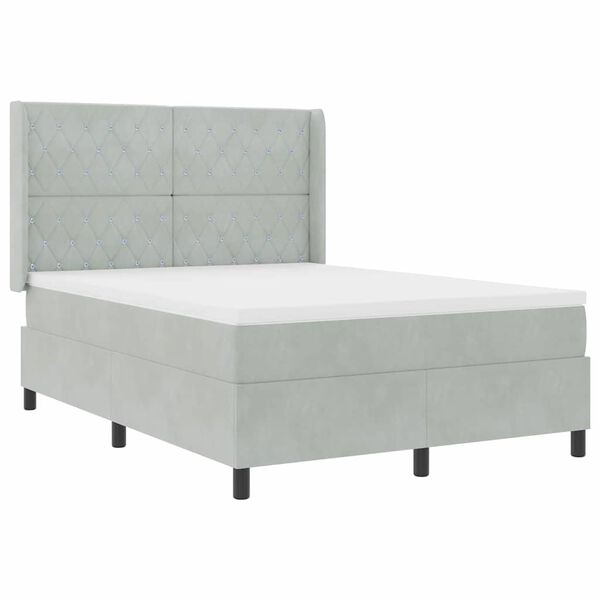 vidaXL Cama Box com cabeceira Cinzento-claro 140 x 200 cm Veludo