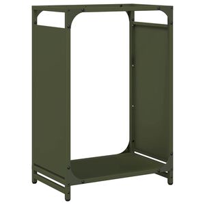 vidaXL Suporte para lenha a&ccedil;o laminado a frio verde azeitona