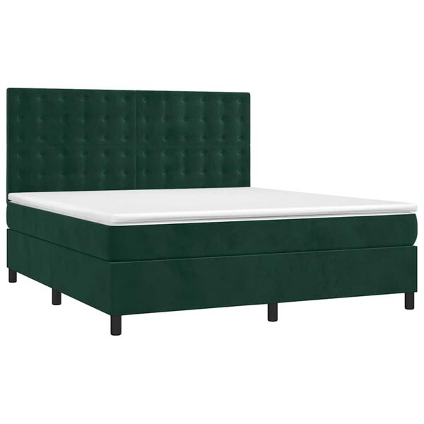 vidaXL Cama com molas/colch&atilde;o 180x200 cm veludo verde-escuro