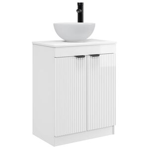 vidaXL Gabinete de banheiro com pia Branco Brilhante 54 x 35 x 83 cm